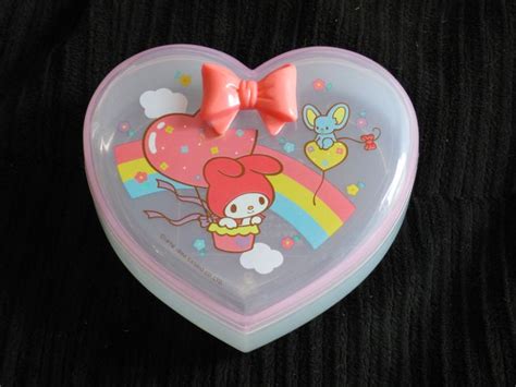 Vintage 80s Sanrio Co Ltd Trinket Box ~ Peach Color ~ Heart ~ 